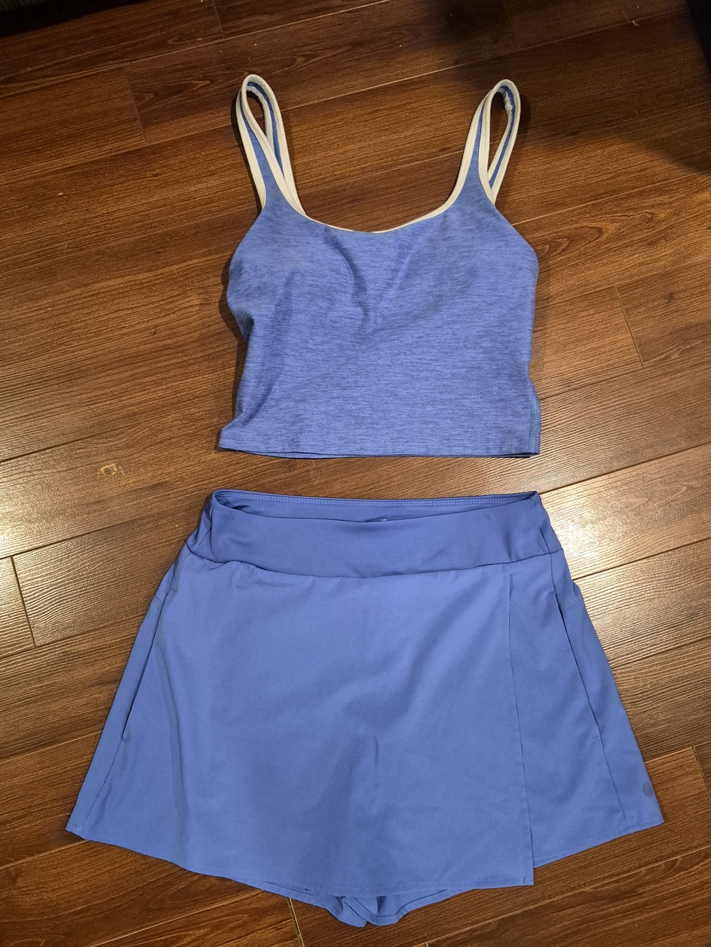 Avia Light Blue Athletic Crop Tank and Skort Set